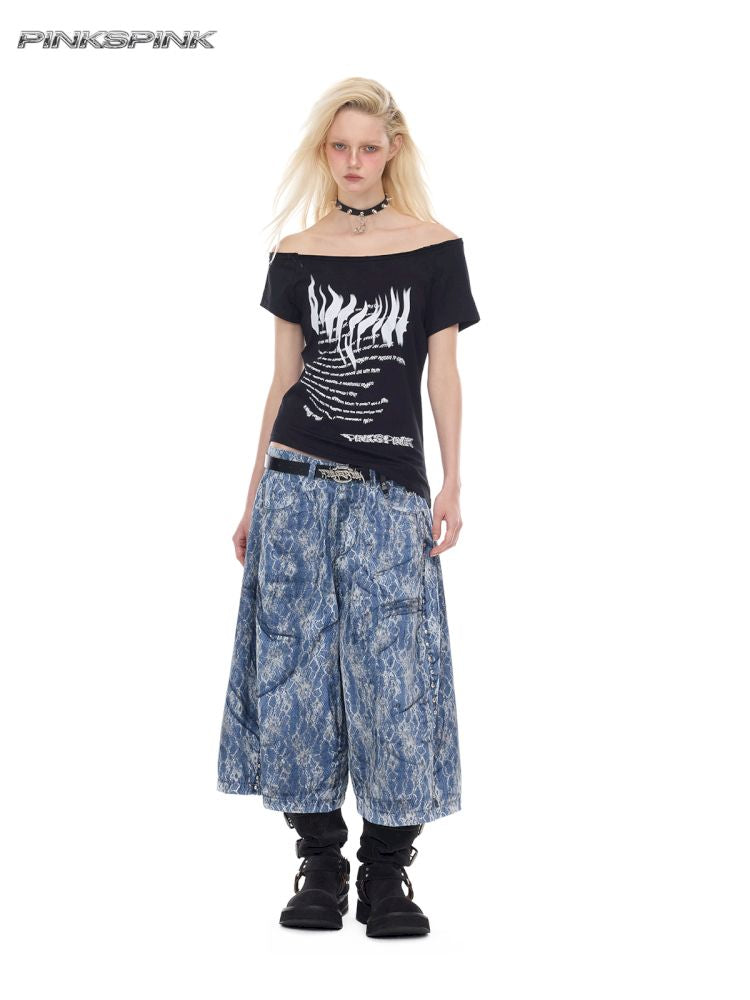 Genderless denim 8-inch shorts【s0000012982】