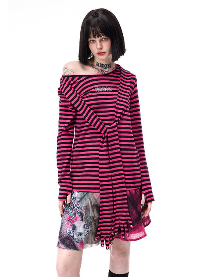 Studded Striped Sun Protection Top【s0000017720】