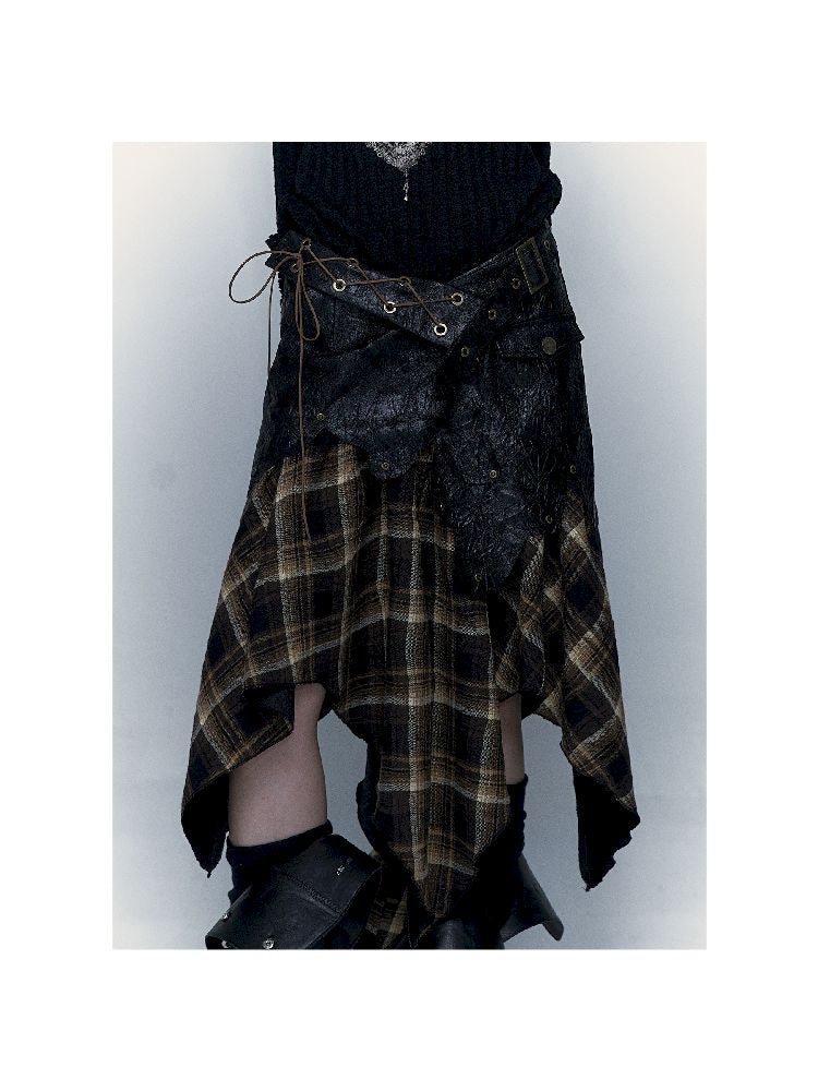 Dark Punk Patchwork Wipe Dress【s0000004681】