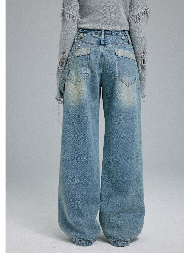 Washed Scratch Wide-Leg Jeans【s0000016255】