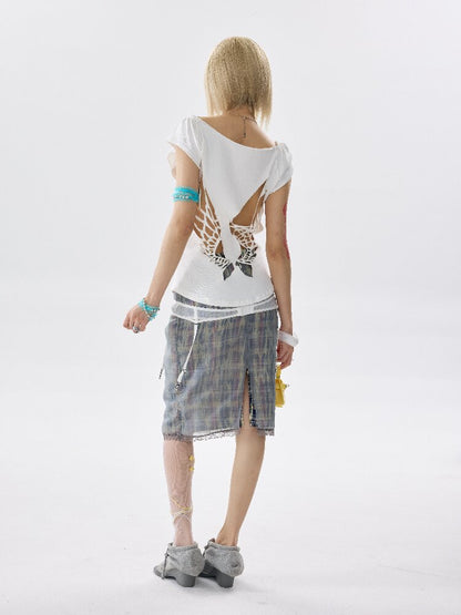 Single Shoulder Wrinkled T Shirt【s0000017639】