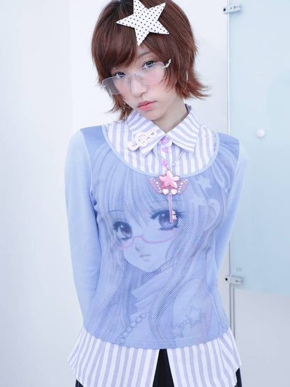 Cartoon-Style Two-Piece Long-Sleeve Shirt【s0000014447】