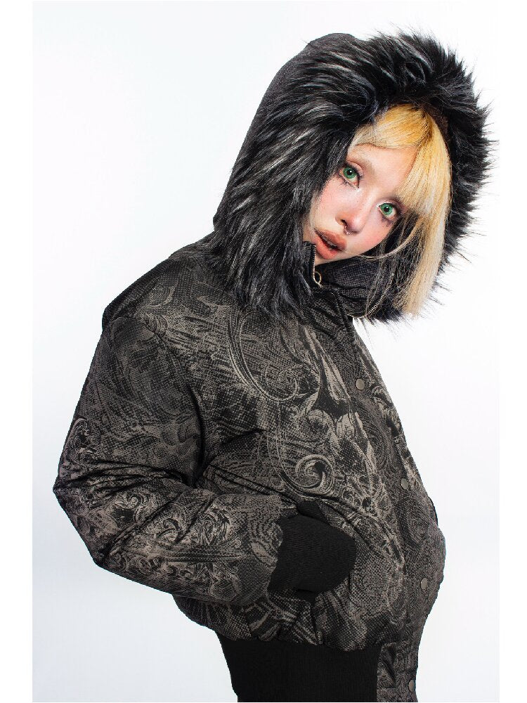 Dark Pattern Fur Collar Down Jacket【s0000018052】