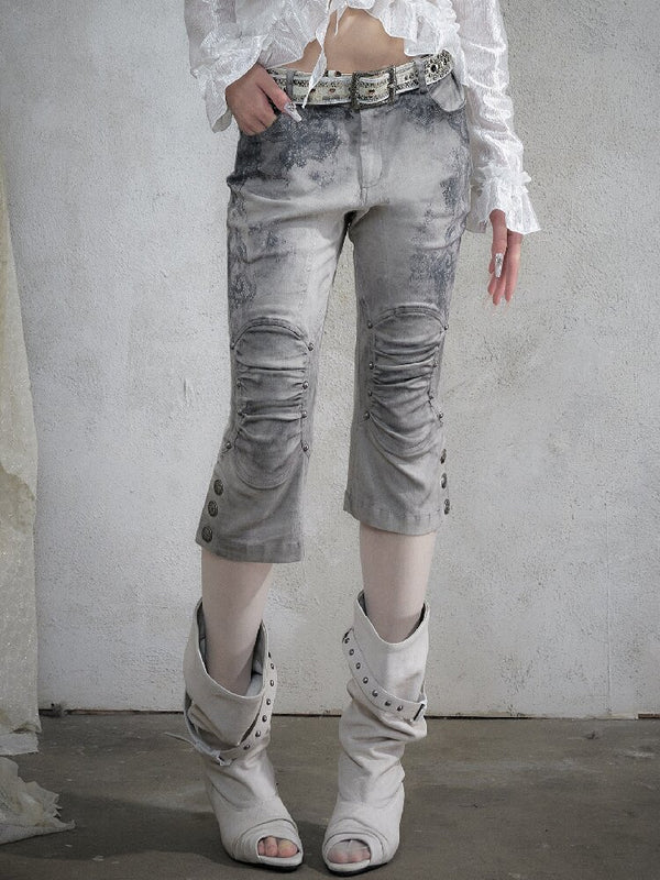 Distressed Lace Print Cropped Pants【s0000017860】