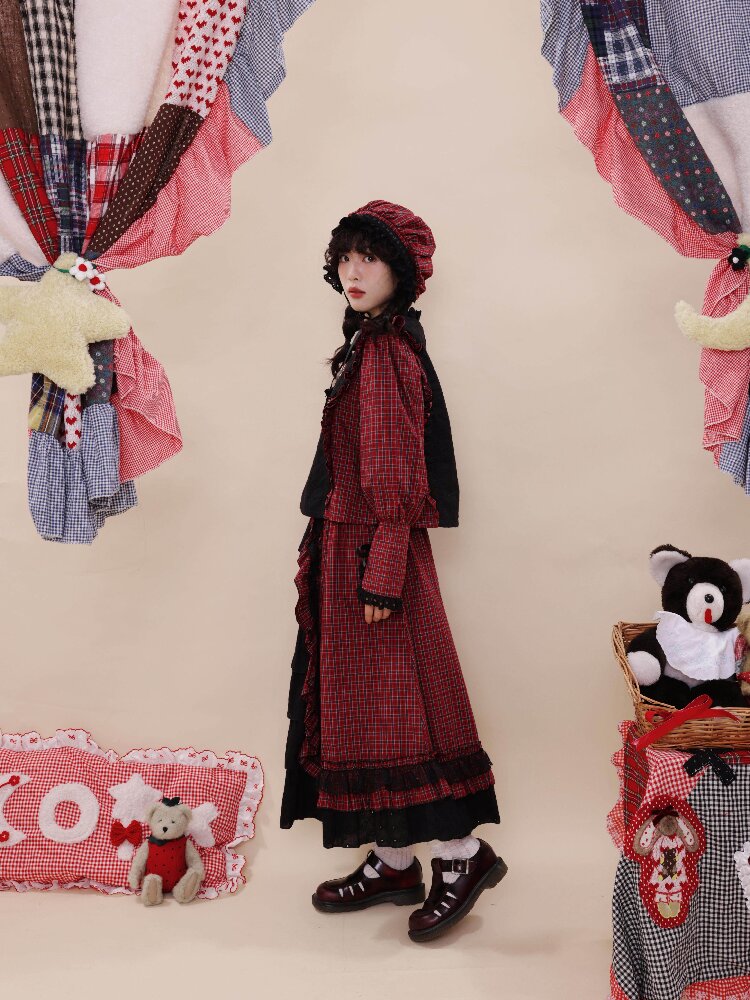 Plaid Lace Cake Waltz Skirt【s0000019284】