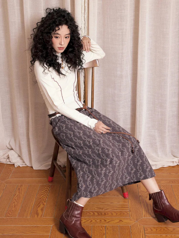 Retro-inspired versatile print maxi skirt【s0000013992】