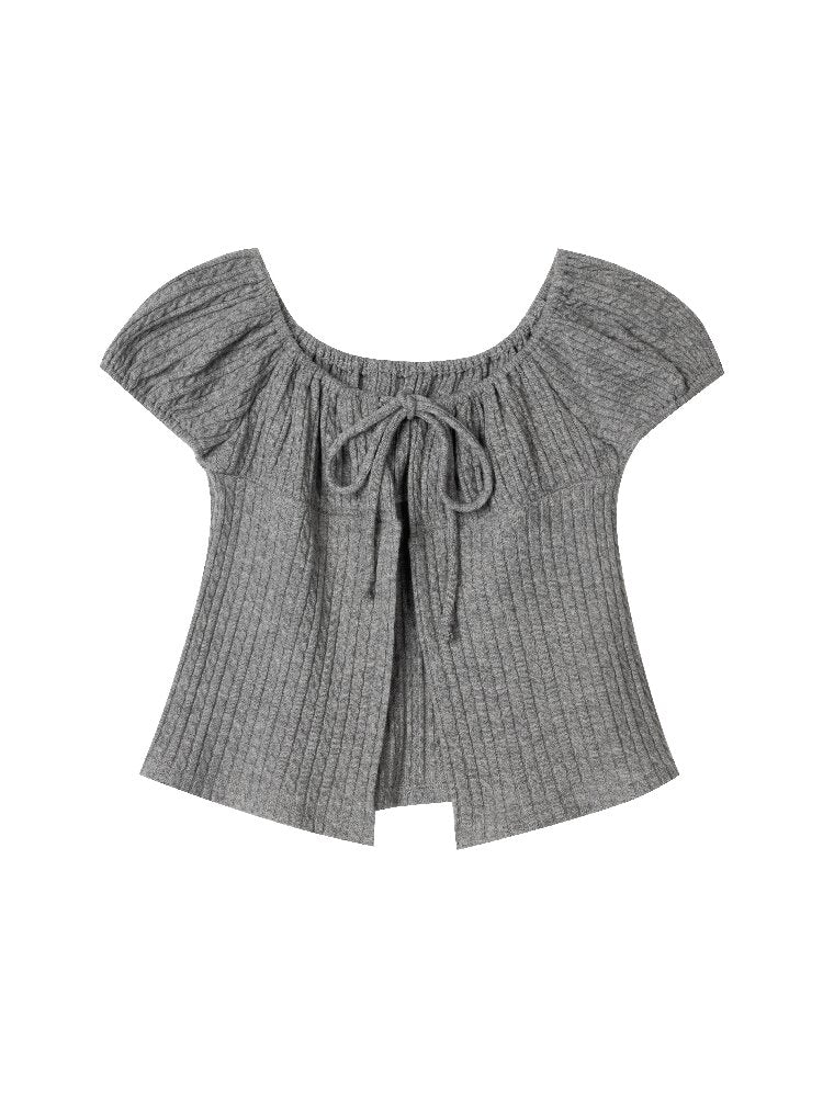 Twisted Cord Puff Sleeve Knit【s0000015883】