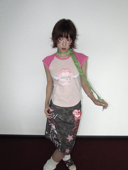 Graffiti Print Camouflage Skirt【s0000018659】
