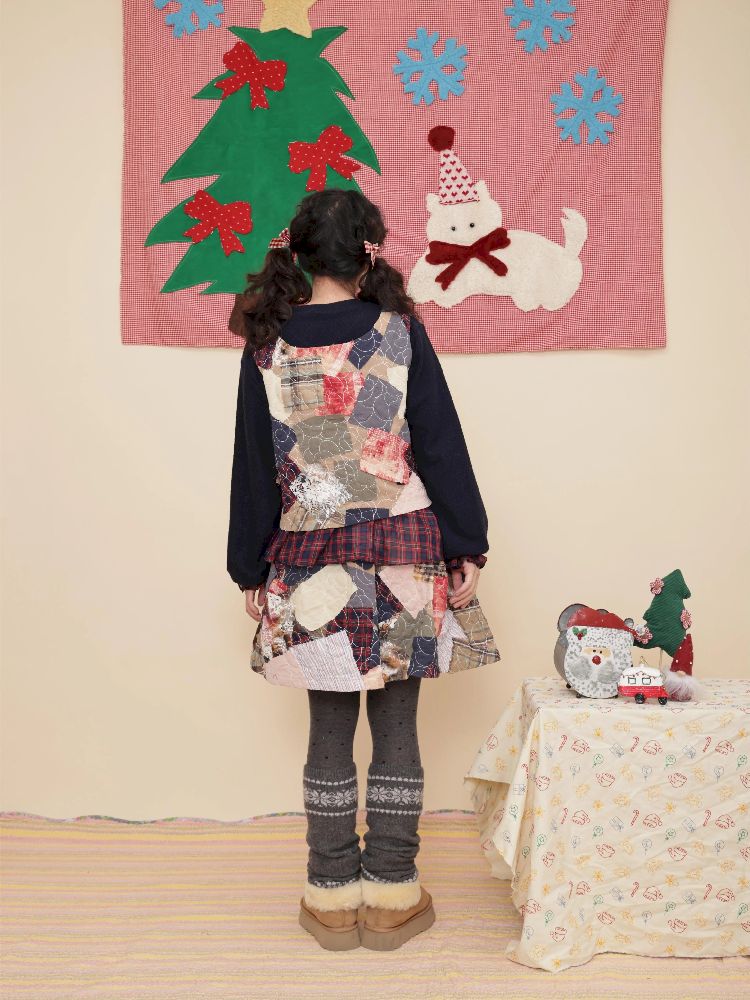 Christmas-inspired vest and half-skirt set【s0000011197】