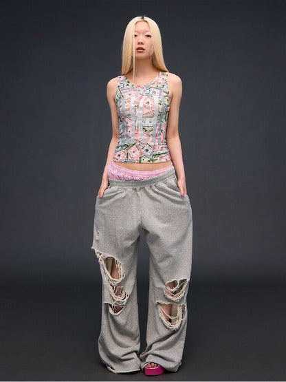 I Hope To Be Rich Printed Vest【s0000017843】