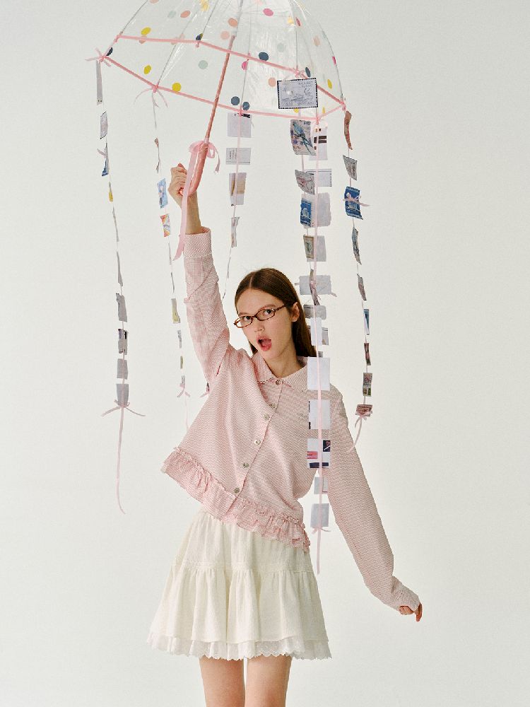 Doll Collar Solid Color Bow Flutter Shirt【s0000011963】