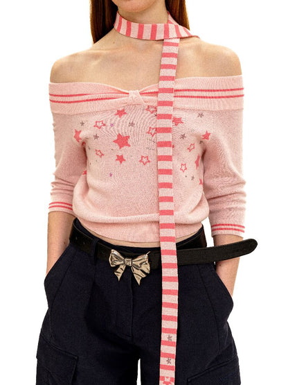 Star Diamond One Shoulder Knit【s0000016116】