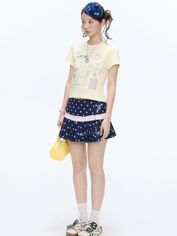Two Color Vine Slim Short T-Shirt【s0000016407】