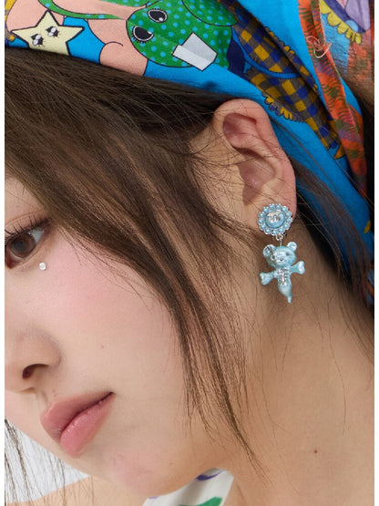 Two Color Resin Bear Ghost Earrings【s0000016190】