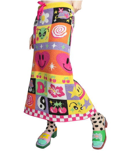 Cartoon Rainbow Knit Stretch Skirt【s0000015555】