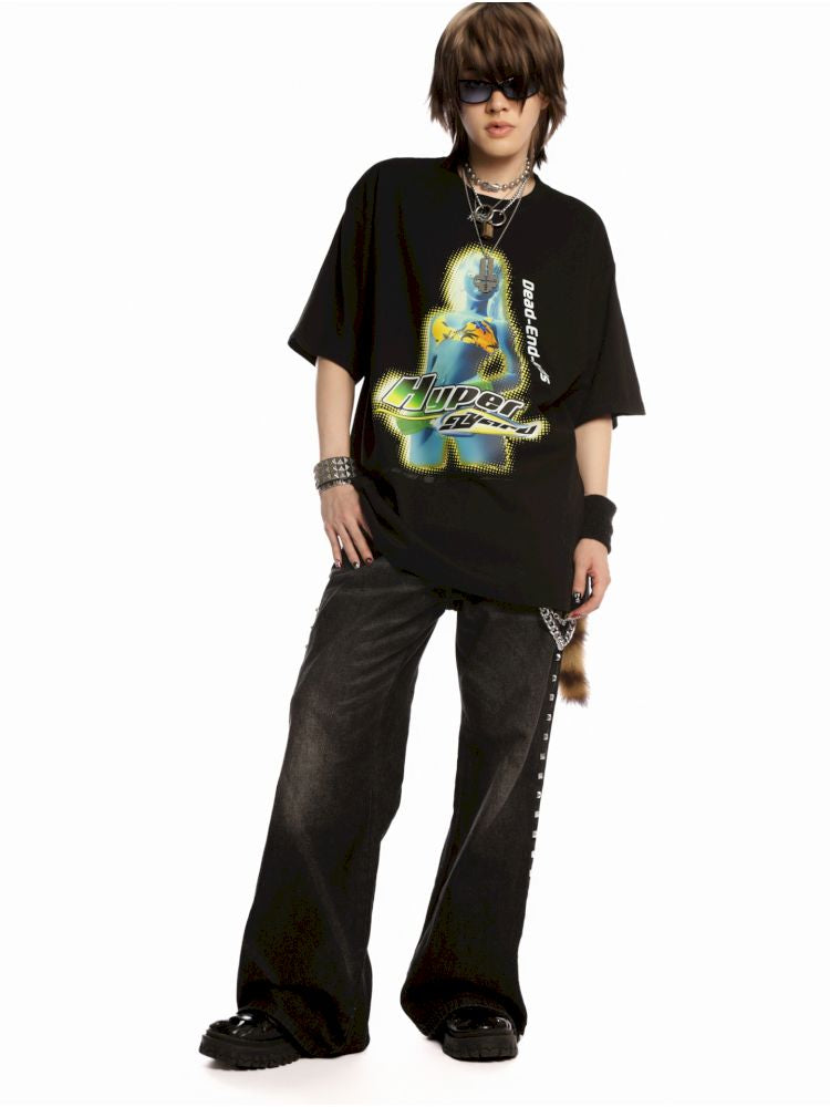 Hip-hop trend loose hundred T-shirt【s0000013602】