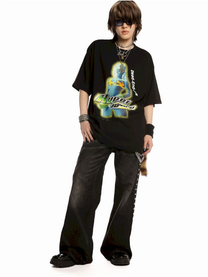 Hip-hop trend loose hundred T-shirt【s0000013602】