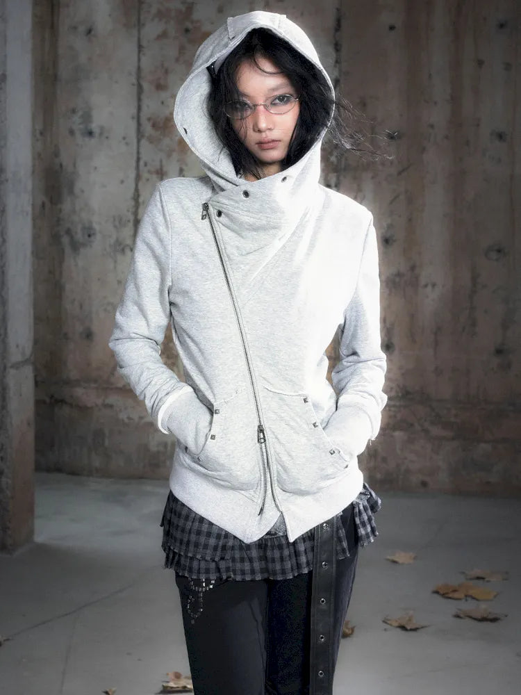 Oversized Collar Long-Sleeve Hoodie Jacket【s0000013967】
