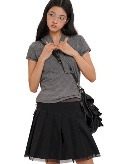 Small scarf short-sleeved tops【s0000013426】