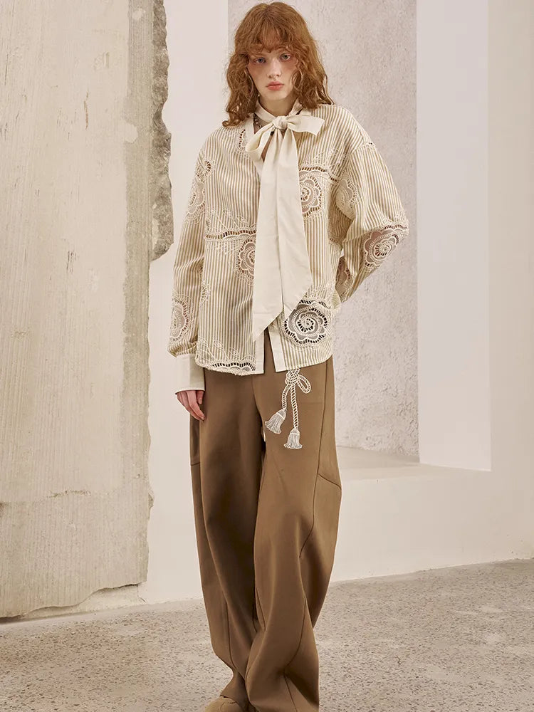 Loose-Knot Straight-Leg Wide-Leg Pants【s0000014046】