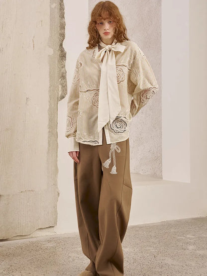 Loose-Knot Straight-Leg Wide-Leg Pants【s0000014046】