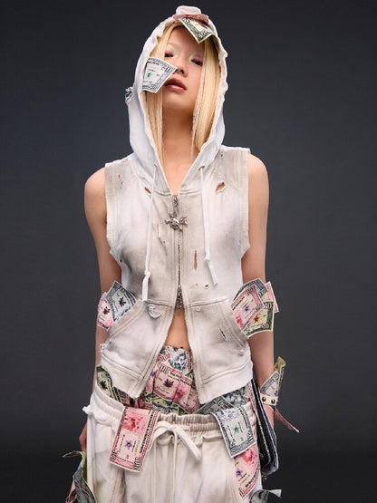 Distressed Vest Jackrt【s0000017489】