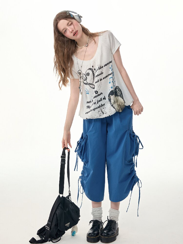 Summer Cat Print Short Sleeve T Shirt【s0000017255】
