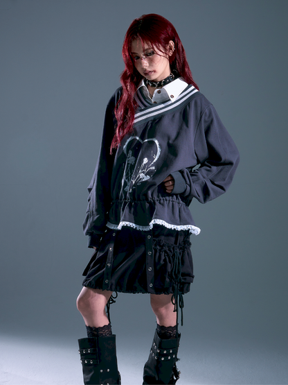 Drawstring Oversized Hoodie Top【s0000013912】