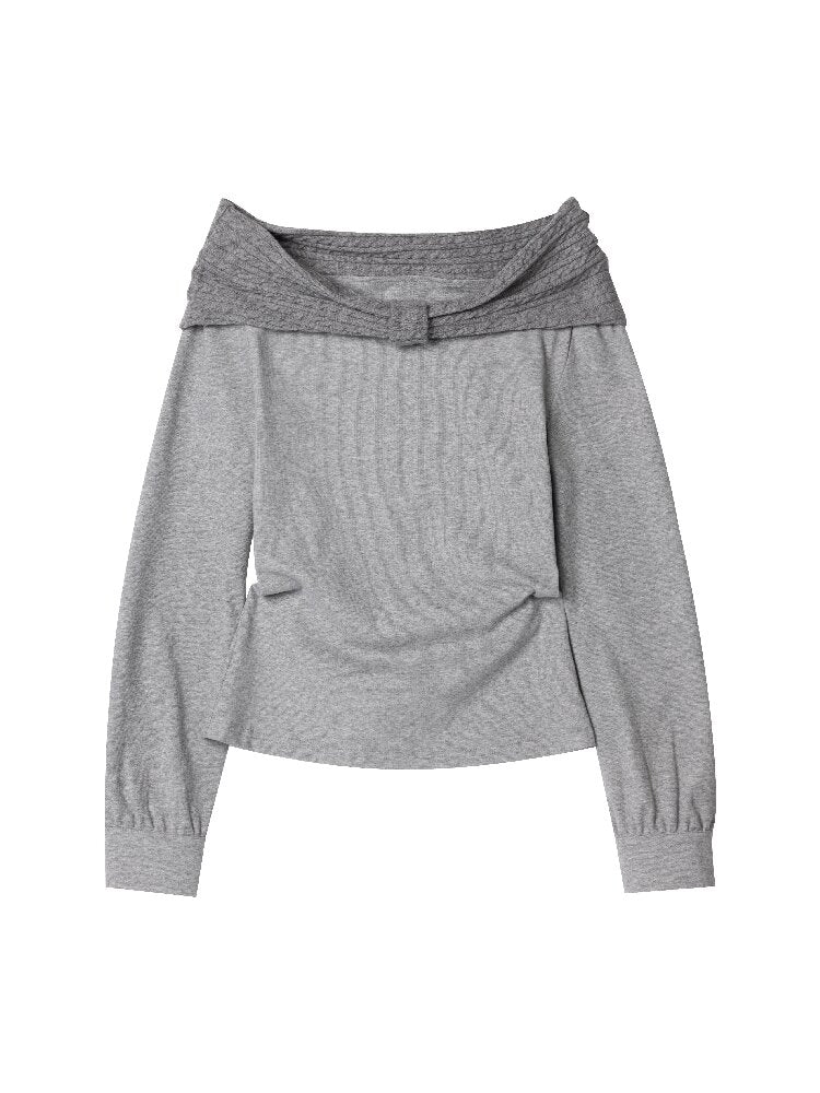 One Shoulder Bow Long Sleeve Top【s0000015875】