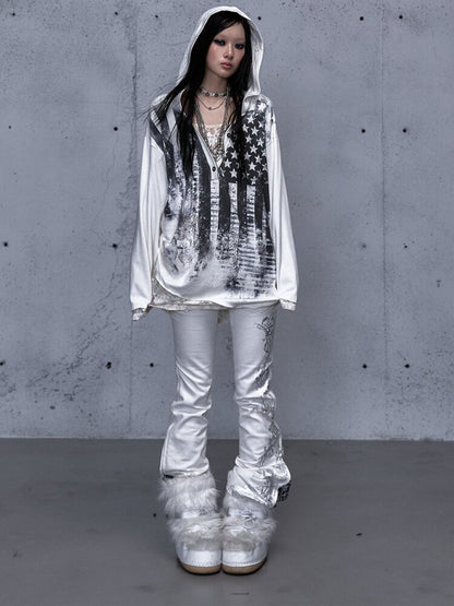 Lace Stitched Hooded T-Shirt【s0000015545】