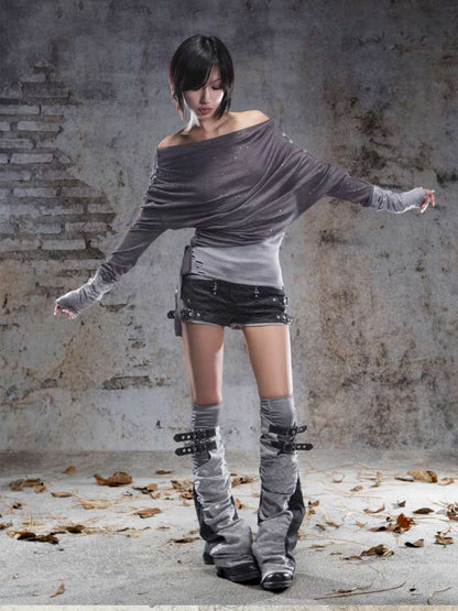 Off-the-shoulder knit top【s0000014488】