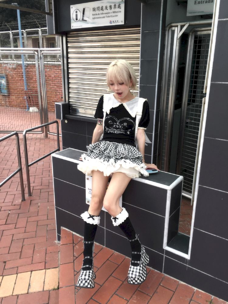 Plaid suit T-shirt/cake skirt【s0000012434】