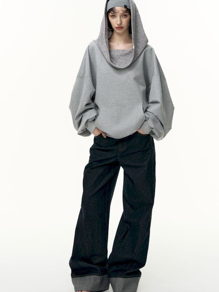 Ramped shoulder one-line collar loose pullover【s0000013735】