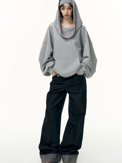 Ramped shoulder one-line collar loose pullover【s0000013735】