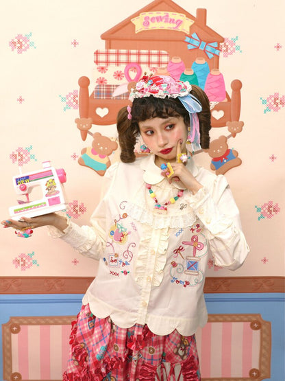 Petal Collar Embroidery Shirt In【s0000015573】