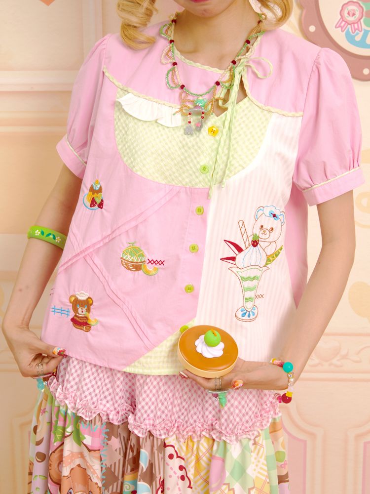 Embroidery Sweet Asymmetrical Peplum Shirt【s0000013352】