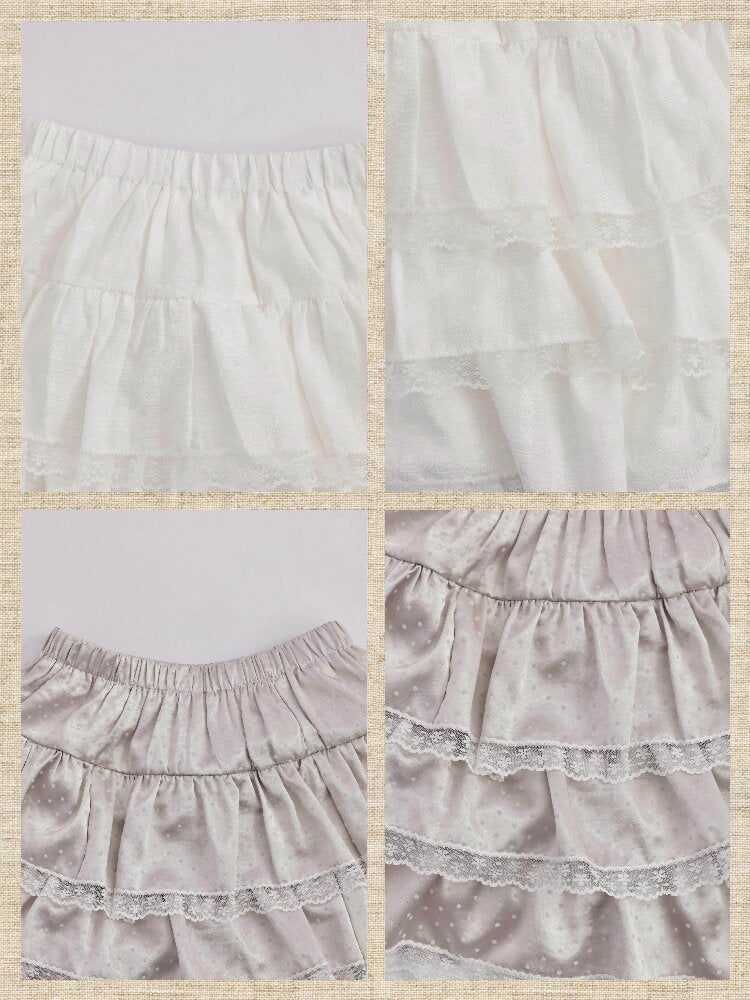 Vintage Lace Satin Cake Skirt【s0000017485】