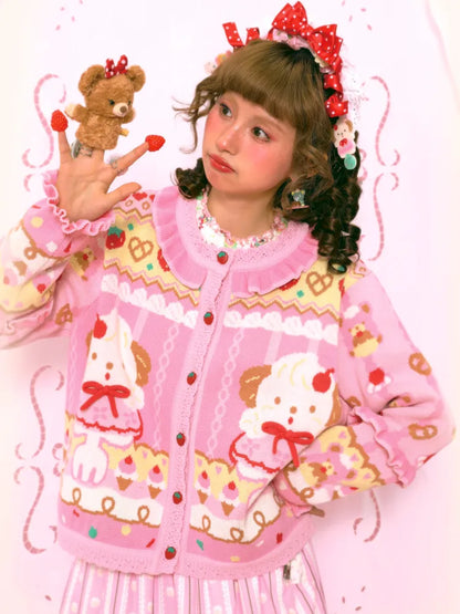 Sweet Pink Knit Cardigan Jacket【s0000014164】