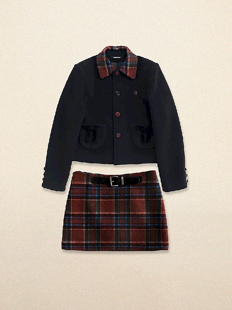 Plaid Worsted Wool Velvet Bow Tie Lapel Suit【s0000005983】