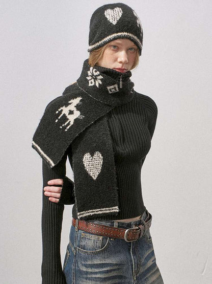 Love Pony Knitted Plush Hat Scarf【s0000015217】