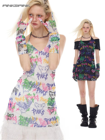 Slim-fit elastic punk Y2K dress【s0000012984】