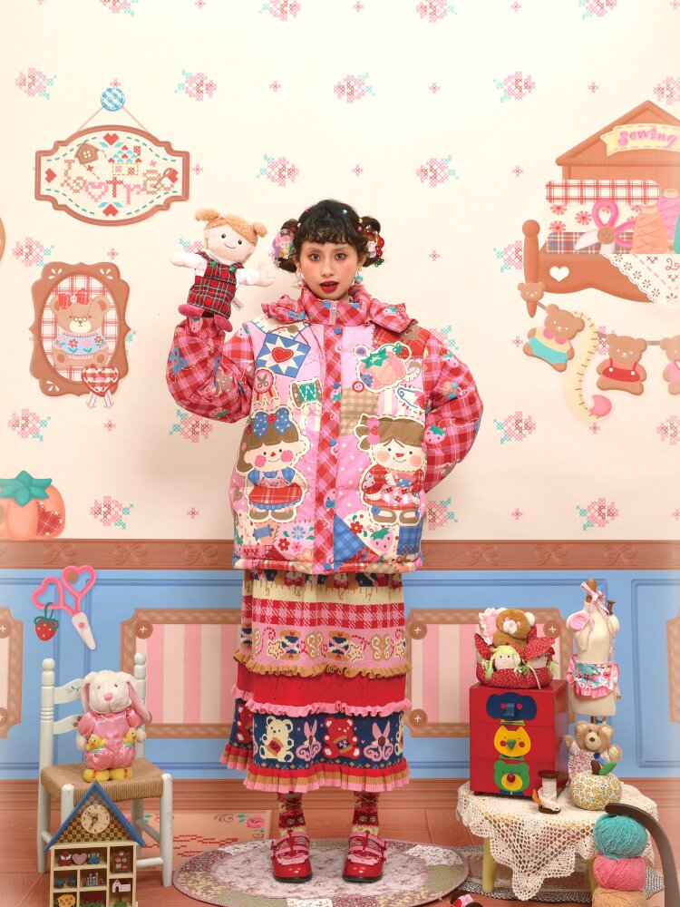 Red Pink White Duck Down Jacket【s0000015567】