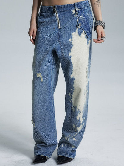 Low Rise Distressed Denim Trousers【s0000017002】