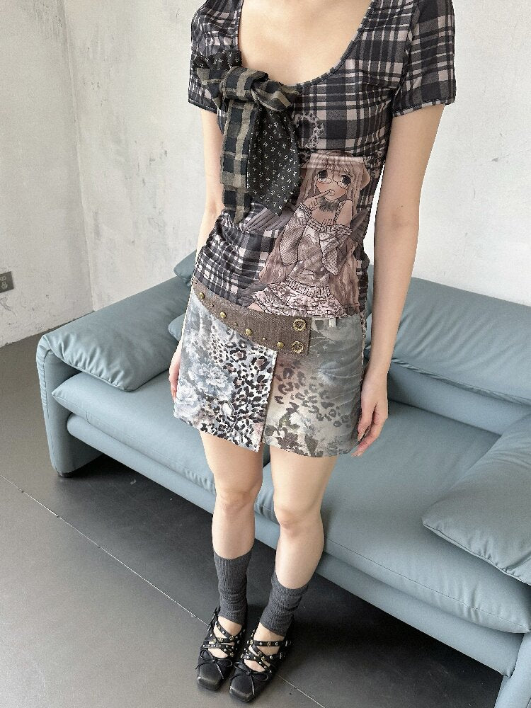 Vintage Leopard Floral Skirt【s0000018089】