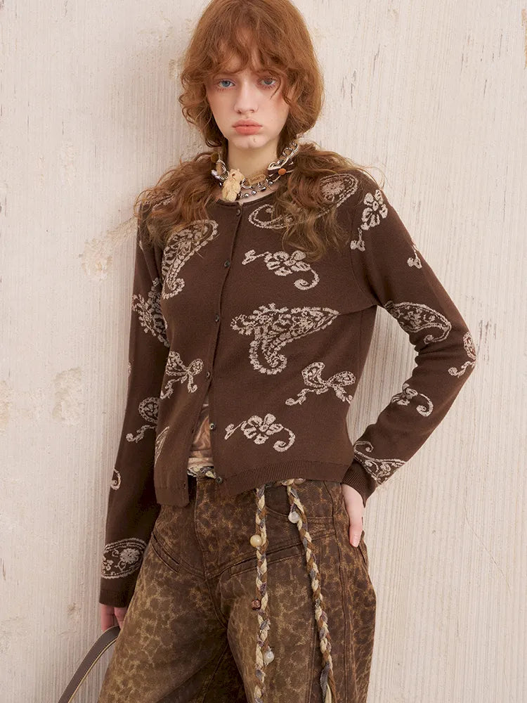 Jacquard Lightweight Long-Sleeve Soft-Fit Knit Cardigan【s0000014064】