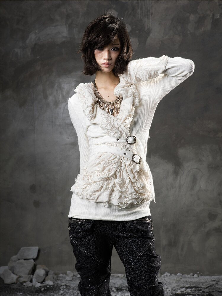 Ripped Hooded Knit【s0000015956】