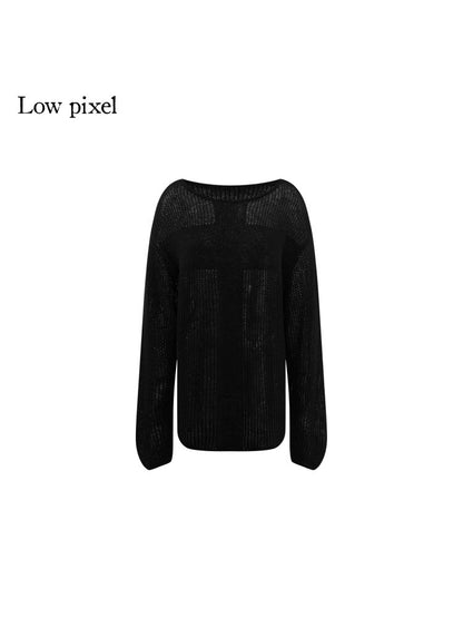 Black Panelled Alpaca Knit Top【s0000015604】