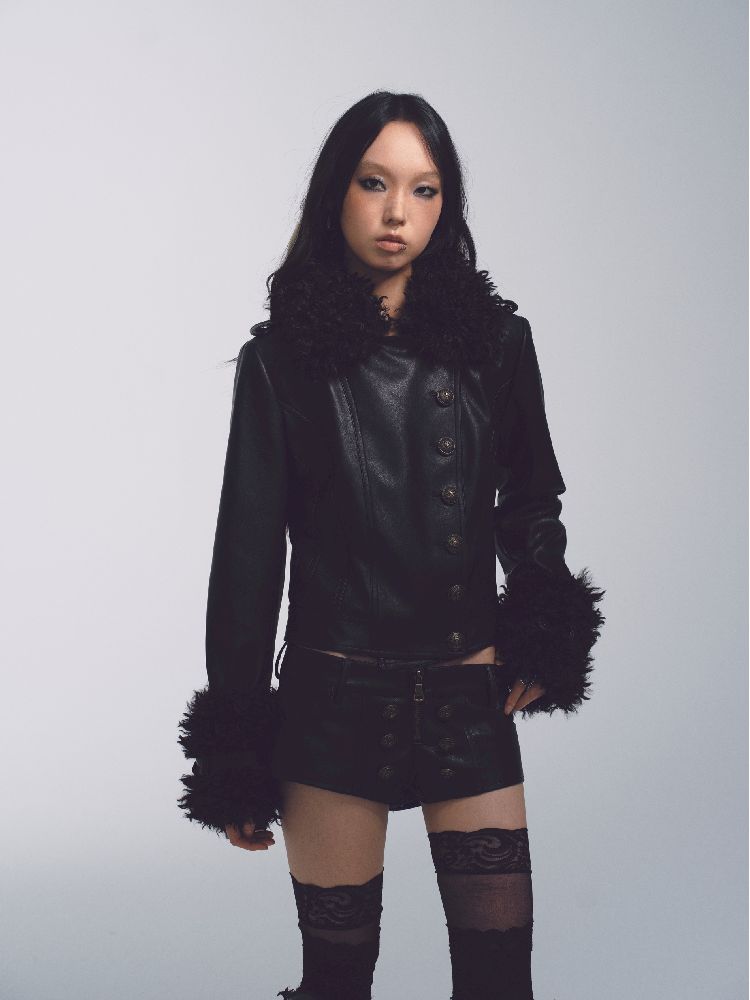 Leather Jacket Shorts Set [S0000010740]