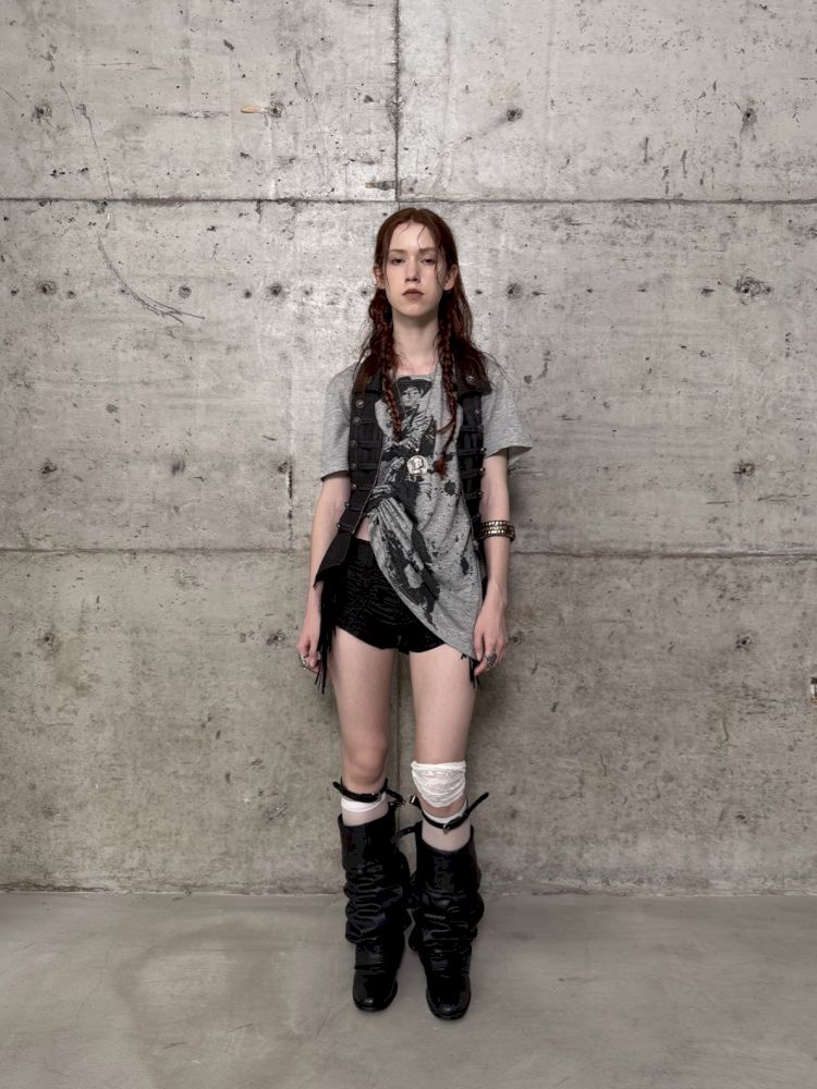Drawstring Denim Girl Print T-Shirt【s0000012712】