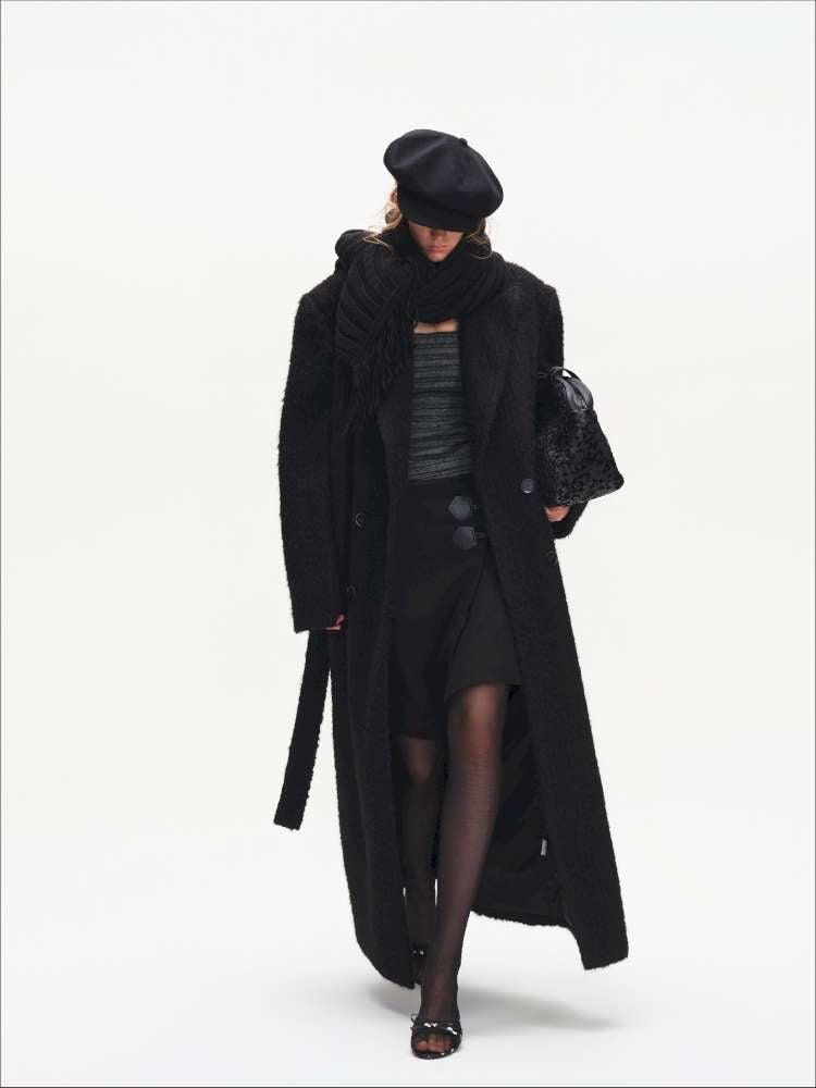 Black Woolen Loose Double-Breasted Coat【s0000014875】